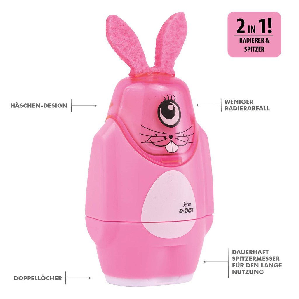 SERVE E-BOT ERASER & SHARPENER COMBO BUNNY ColorWaves