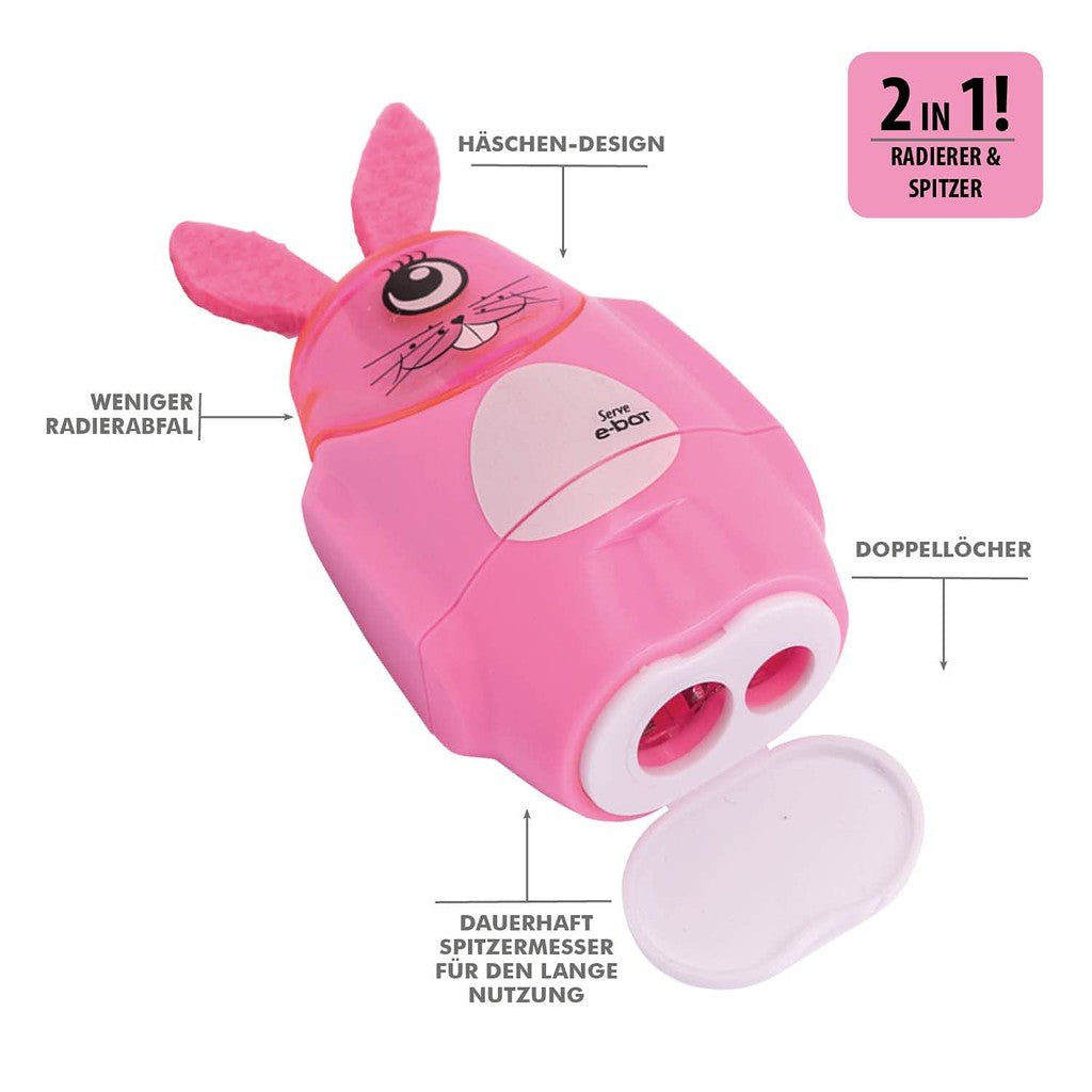 SERVE E-BOT ERASER & SHARPENER COMBO BUNNY ColorWaves