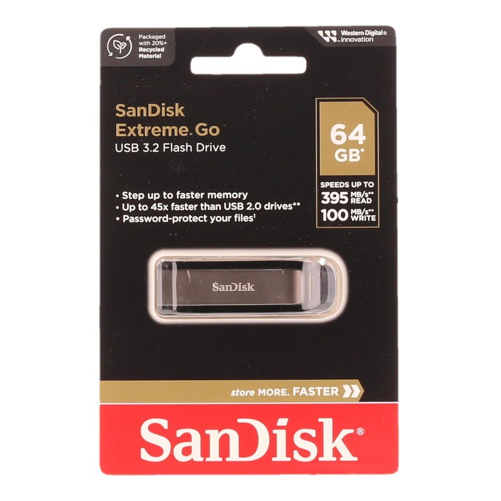 SanDisk Extreme Go Flash Drive - 64GB / Up to 100 MB/s / USB 3.2 / Black Sandisk