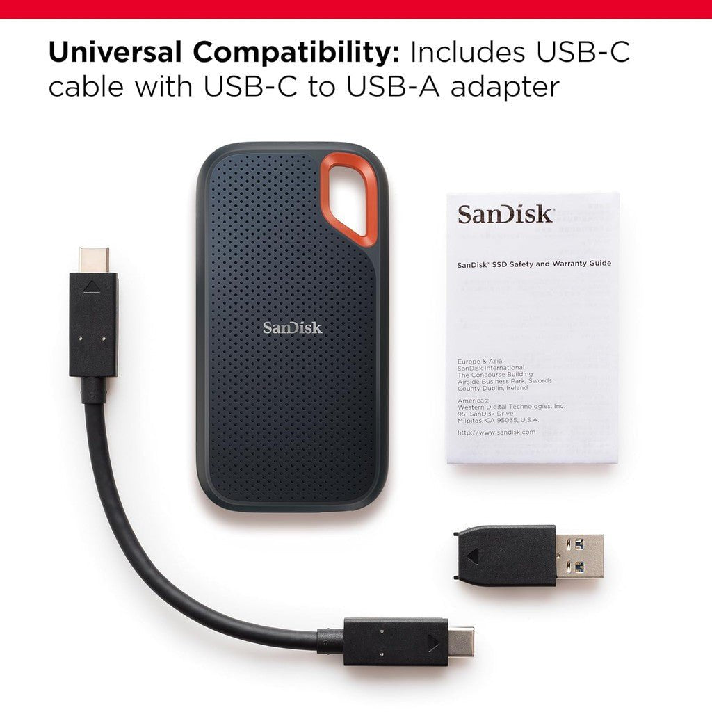 SanDisk Extreme Portable 2TB, 1050MB/s IP65 Water/dust Resistance, External SSD Black (SDSSDE61-2T00-G25) Sandisk