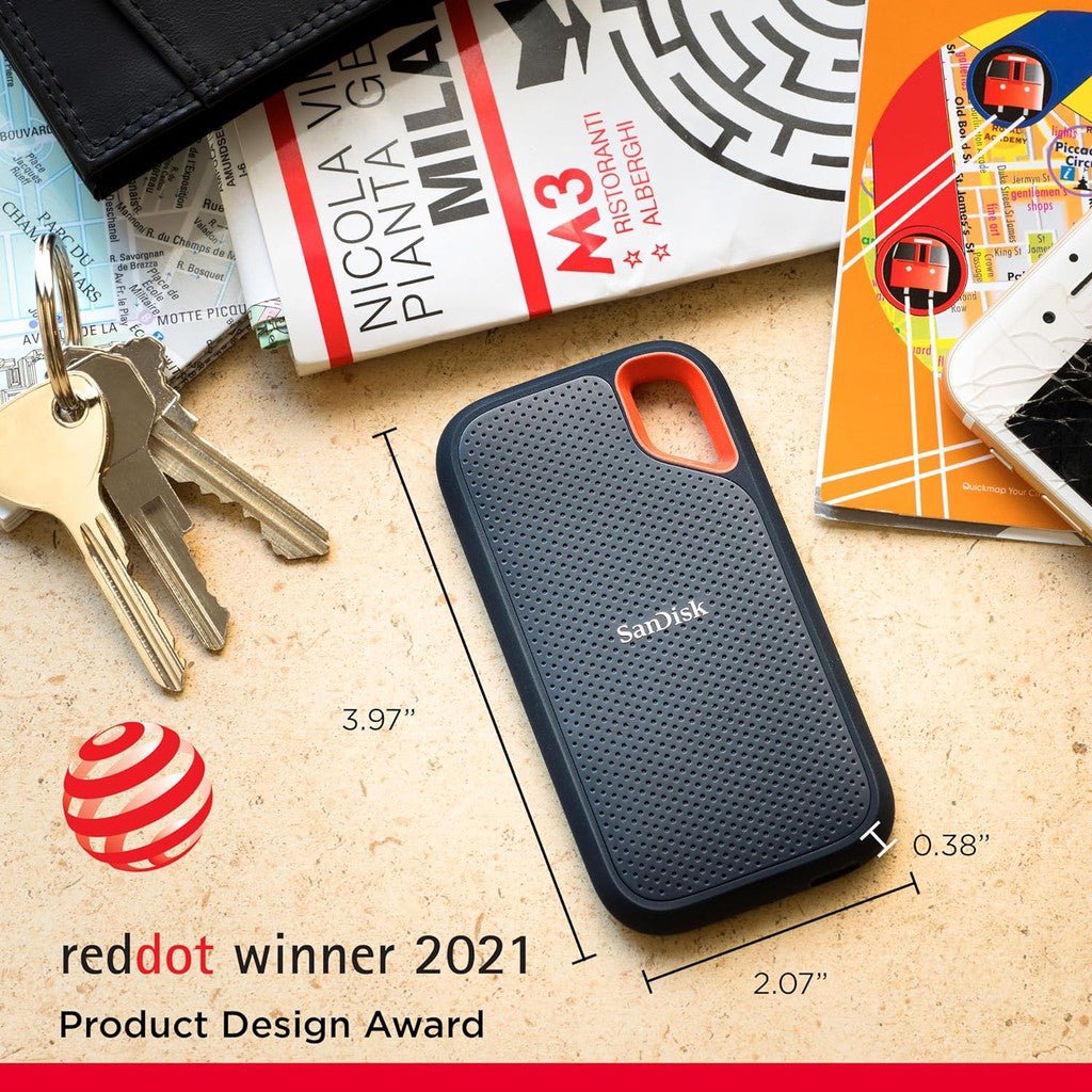 SanDisk Extreme Portable 2TB, 1050MB/s IP65 Water/dust Resistance, External SSD Black (SDSSDE61-2T00-G25) Sandisk