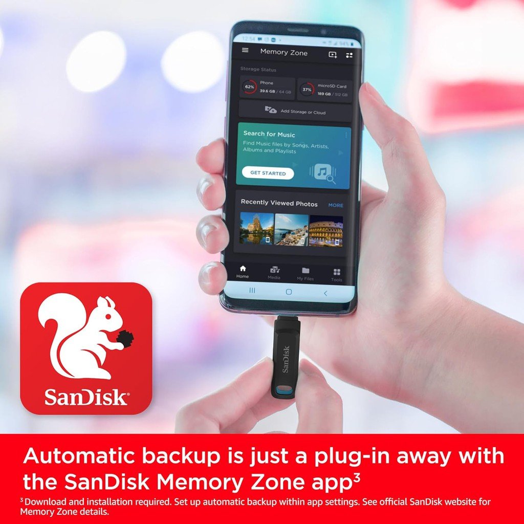 SanDisk Ultra Dual Drive Go Flash Drive - 512GB / Up to 400MB/s / USB 3.2 Gen 1 / Type-C / Black Sandisk
