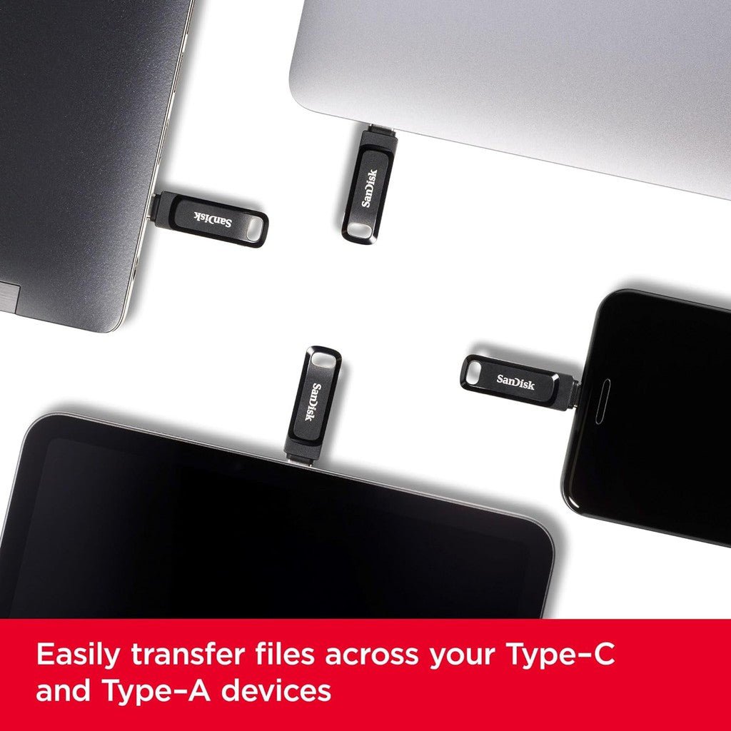 SanDisk Ultra Dual Drive Go Flash Drive - 64GB / Up to 300MB/s / USB 3.2 Gen 1 / Type-C / Black Sandisk