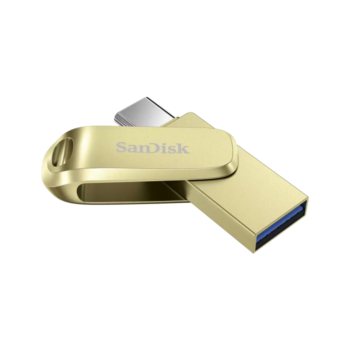 SanDisk Ultra Dual Drive Luxe 512GB Type-C USB 3.2 Gen 1 Read Speed up to 400 MB/s Premium Metal Design - Gold Sandisk