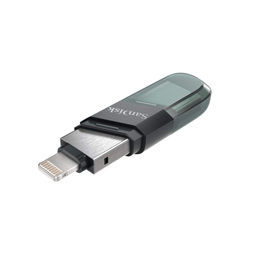 SanDisk iXpand Flash Drive Flip - 256GB / USB 3.1 Gen 1 / Lightning / Black and Silver Sandisk