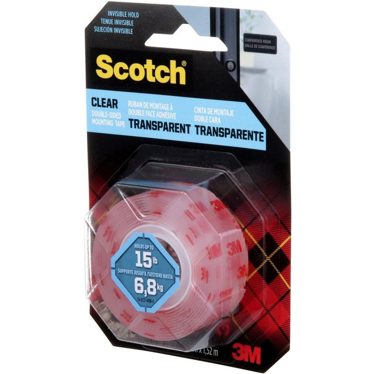 Scotch-Mount™ Clear Double-Sided Mounting Tape 410H, 1 In X 60 In (2.54 Cm X 1.52 M) ColorWaves