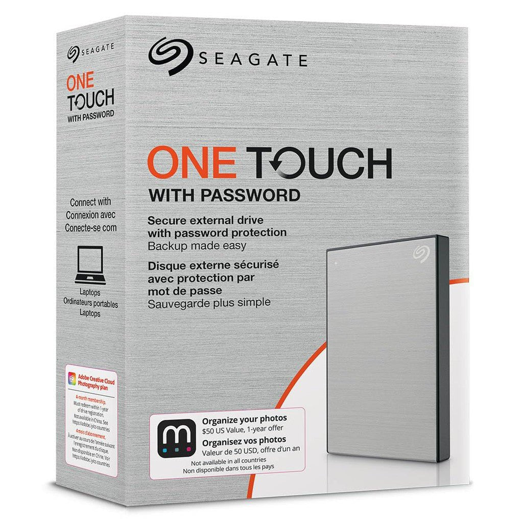 Seagate One Touch 2TB External HDD with Password Protection Silver (STKY2000401) ColorWaves