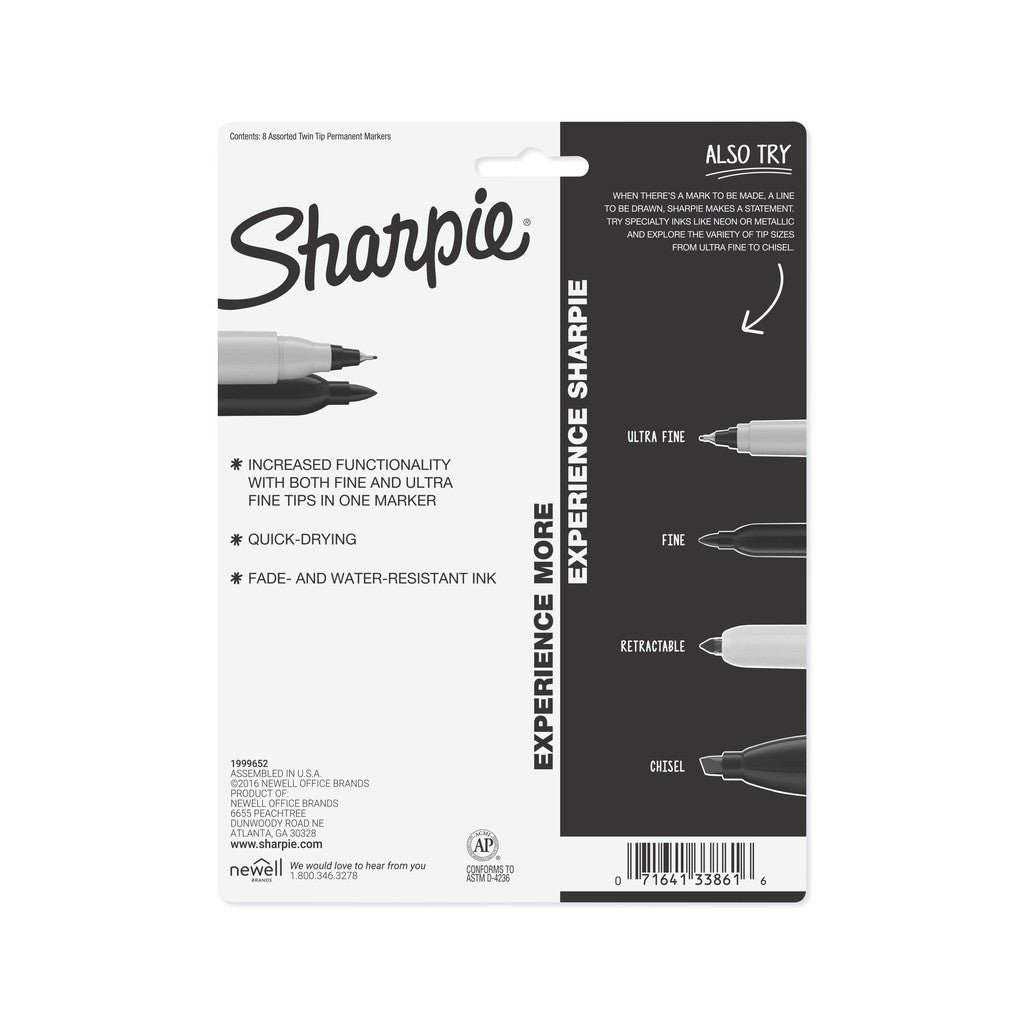 Sharpie Marker Twin Tip Assorted 8 Pack ColorWaves