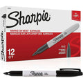 Sharpie Permanent Markers, Fine Point, Black, 12 Count ColorWaves