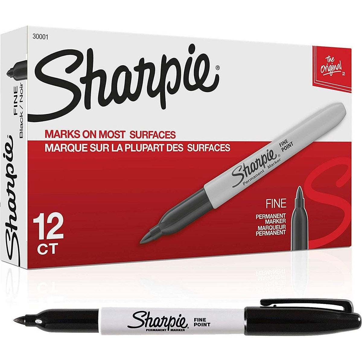 Sharpie Permanent Markers, Fine Point, Black, 12 Count ColorWaves