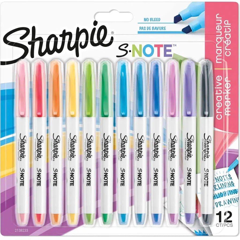 Sharpie S-Note Creative Colouring Highlighter Pens 12 Colors ColorWaves