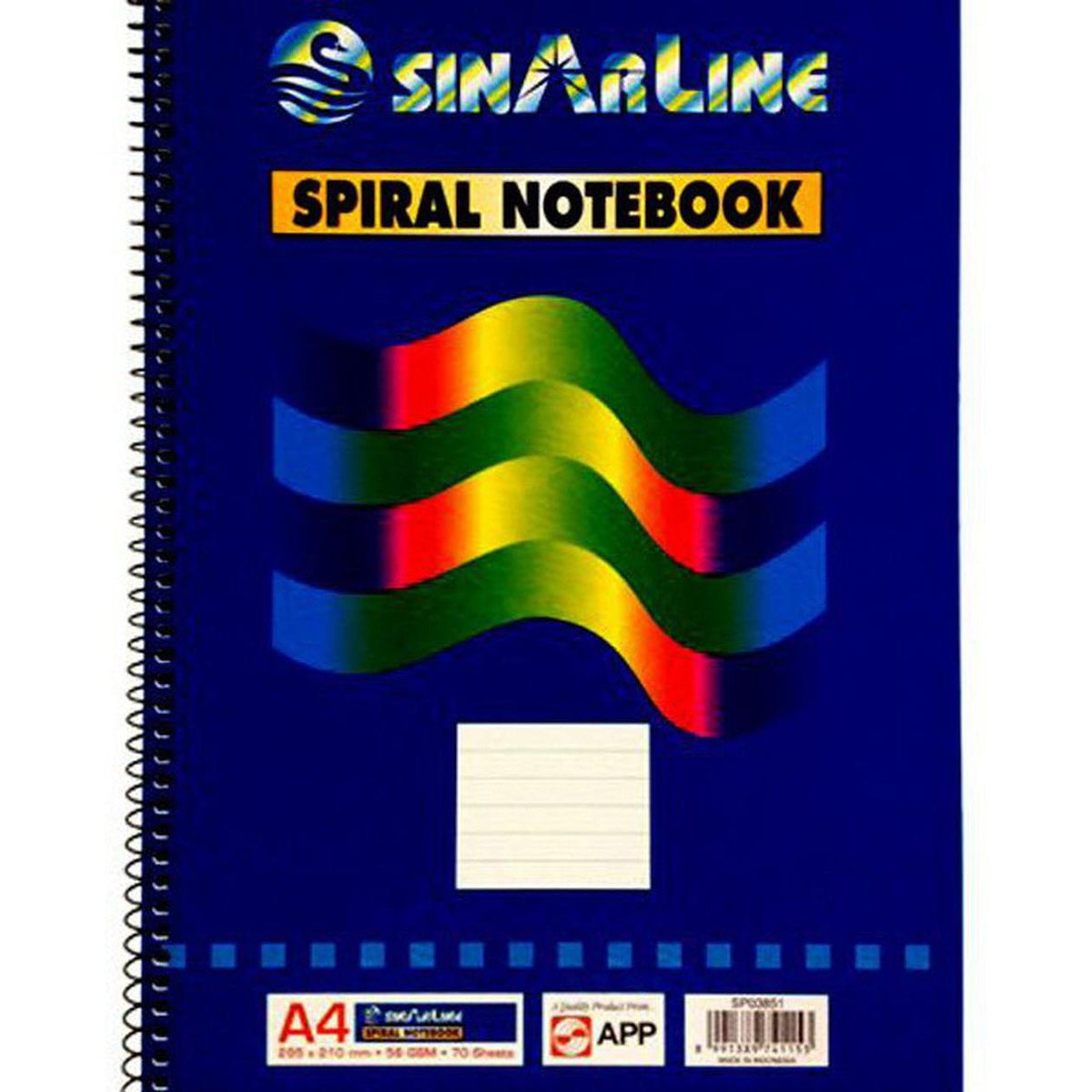 Sinar Side Spiral Notebook 70 Sheets A4 ColorWaves