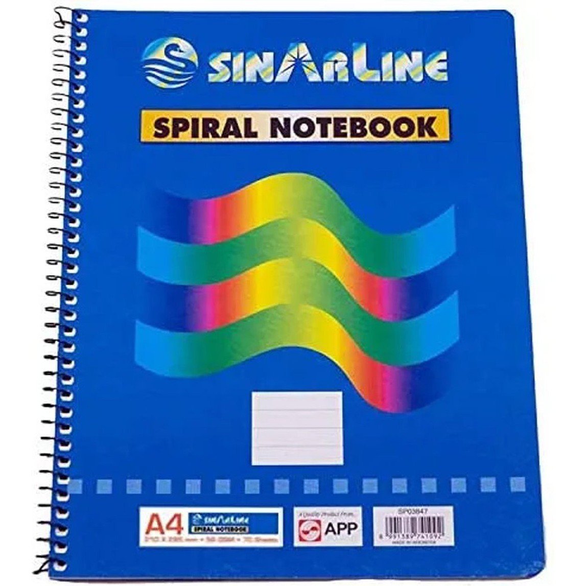 Sinarline Side Spiral Notebook A4 Size 70 Pages ColorWaves