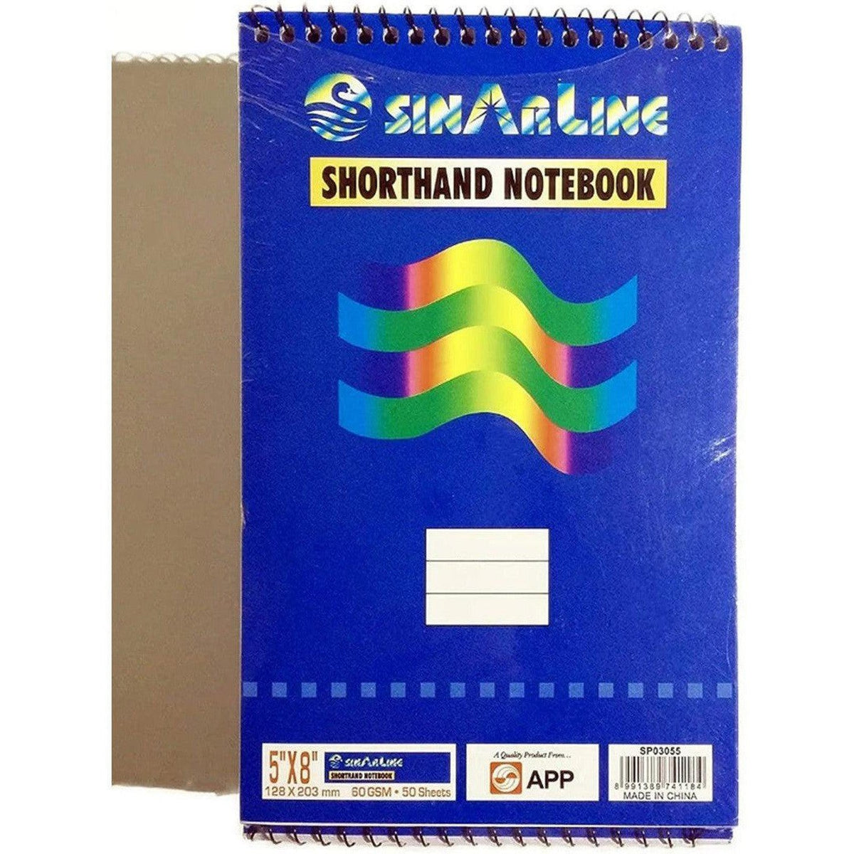 Sinarline Spiral Shorthand Pad - Top Spiral 70 Sheets Line Ruled ColorWaves