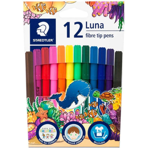 Staedtler Luna Felt Tip Colored Markers 12 ColorWaves