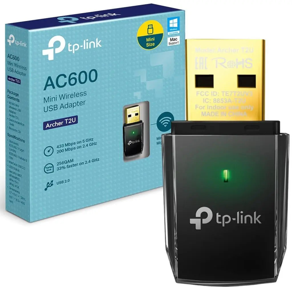 TP-LINK (Archer T2U) AC600 Wireless Dual Band USB Adapter - 5GHz (433 Mbps) / USB 2.0 TP-Link