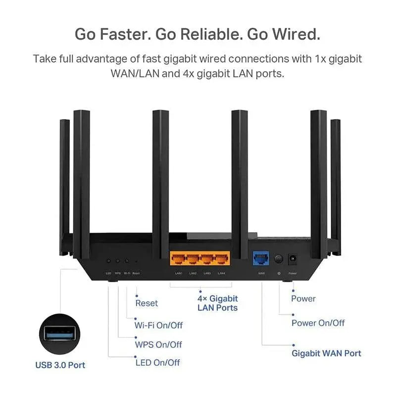 TP-Link Archer AX73 Wireless Router - 5400 Mbps / 2.4GHz & 5GHz / WAN / LAN / USB TP-Link
