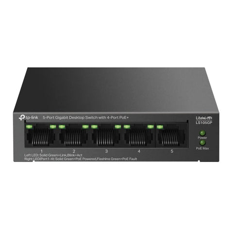 TP-Link (LS105GP) 5-Port Gigabit Desktop Switch with 4-Port PoE+ - 10 Gbps / LAN TP-Link
