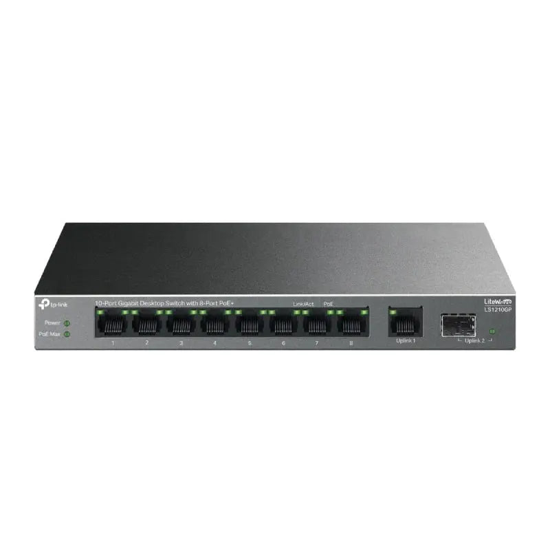 TP-Link (LS1210GP) 10-Port Gigabit Desktop Switch with 8-Port PoE+ - 20 Gbps / LAN TP-Link