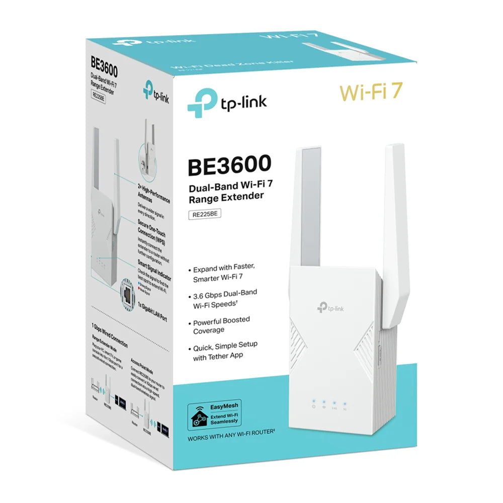 TP-Link RE225BE BE3600 WiFi 7 Dual-Band Range Extender TP-Link