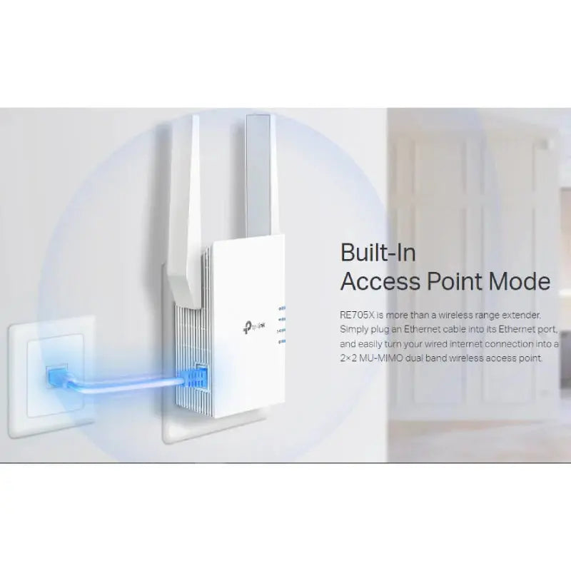 TP-Link RE705X (AX3000) Mesh Dual-Band WiFi 6 Extender - 5GHz (2402 Mbps) / Gigabit LAN TP-Link