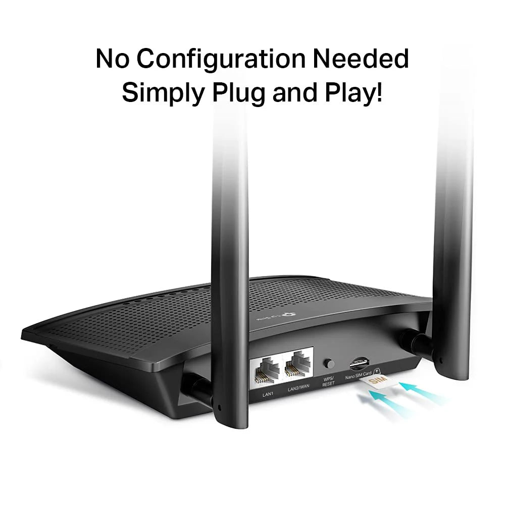 TP-Link (TL-MR100) Wireless N 4G LTE Router - 4G LTE / 2.4 GHz(300 Mbps) / LAN / WAN TP-Link
