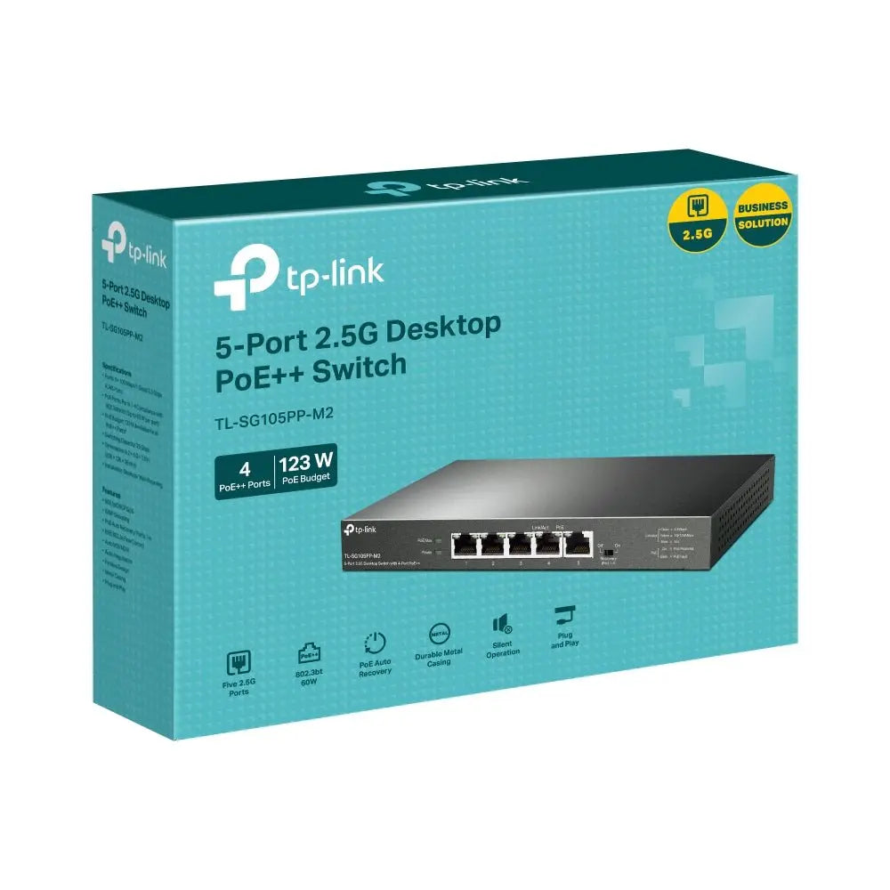 TP-Link (TL-SG105PP-M2) 5-Port 2.5G Desktop Switch with 4-Port PoE++ - 25 Gbps / LAN TP-Link