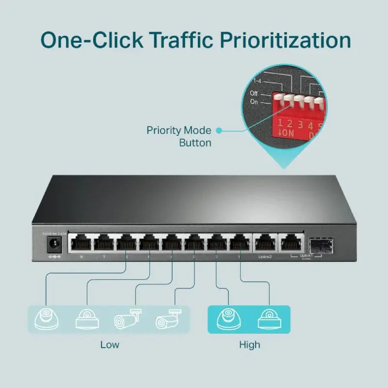 TP-Link TL-SG1210MP 10-Port Gigabit Desktop Switch with 8-Port PoE+ - 20 Gbps / LAN TP-Link