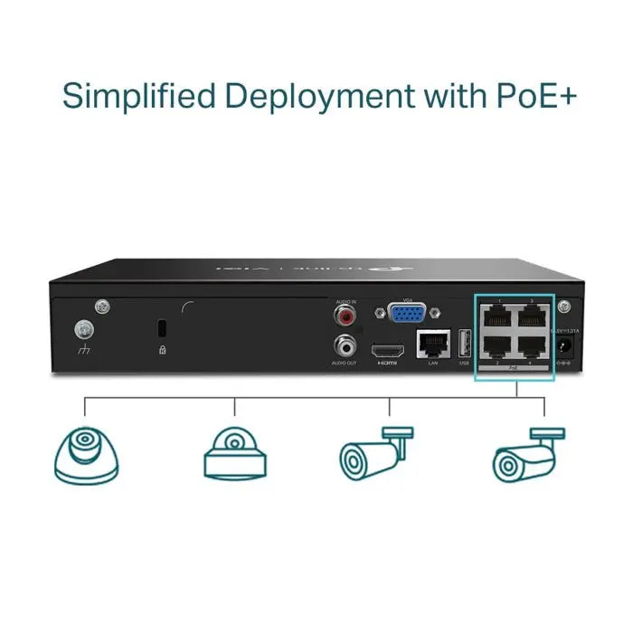 TP-Link VIGI 4 Channel PoE+ Network Video Recorder TP-Link