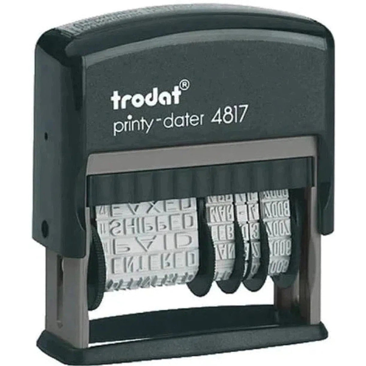Trodat 4817 Date Stamp With 12 Changeable Messages - Blue ColorWaves
