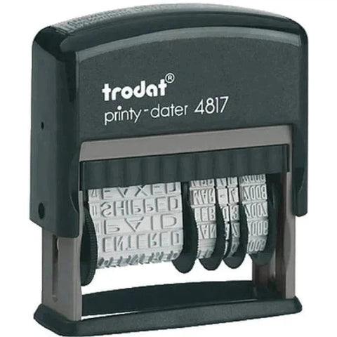 Trodat 4817 Date Stamp With 12 Changeable Messages - Blue ColorWaves
