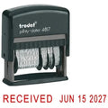 Trodat 4817 Date Stamp With 12 Changeable Messages - Red ColorWaves