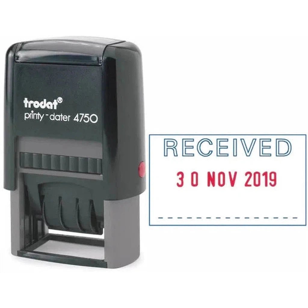 Trodat Printy 4750 Self Inking Dater Stamp "Approved" ColorWaves