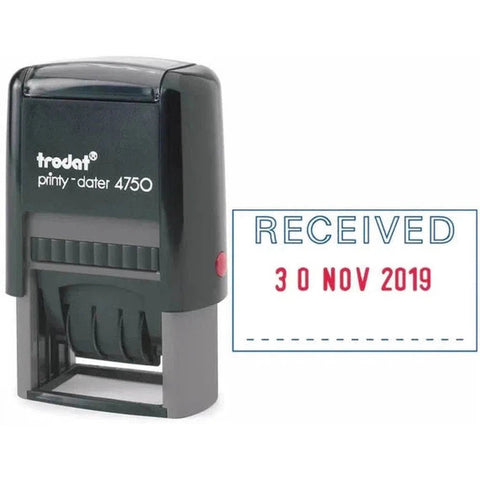 Trodat Printy 4750 Self Inking Dater Stamp "Approved" ColorWaves