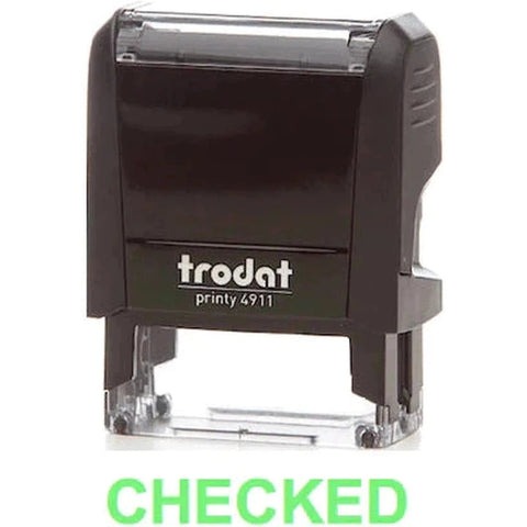 Trodat Printy 4911 Stamp "Checked" - Green ColorWaves