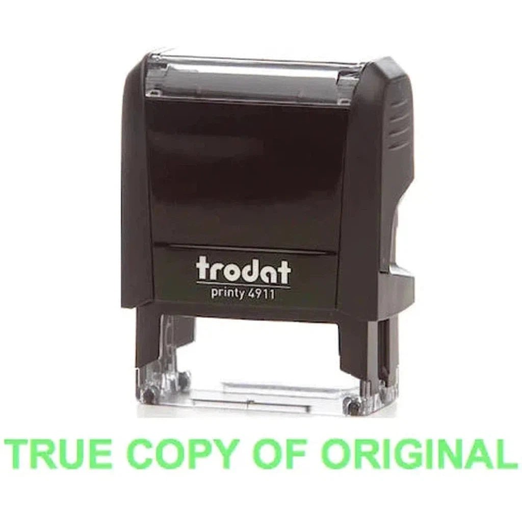 Trodat Printy 4911 Stamp "True Copy Of Original" - Green ColorWaves