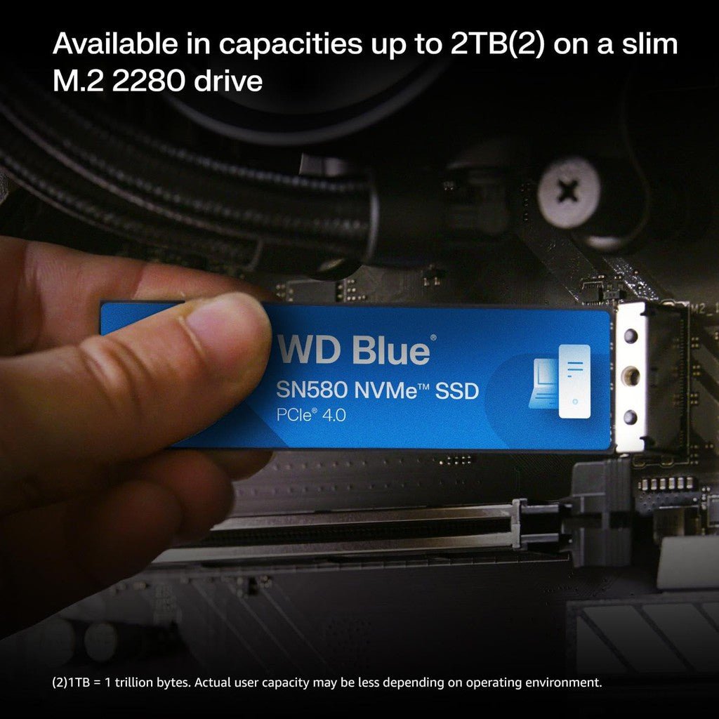 WD Blue 1TB SN580 NVMe Internal Solid State Drive SSD - Gen4 x4 PCIe 16Gb/s, M.2 2280, Up to 4,150 MB/s - WDS100T3B0E ColorWaves