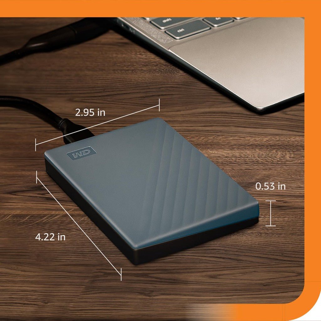 WD My Passport 2TB Portable Hard Drive USB 3.2 Gray USB-C WDBWML0020BGY-WESN ColorWaves