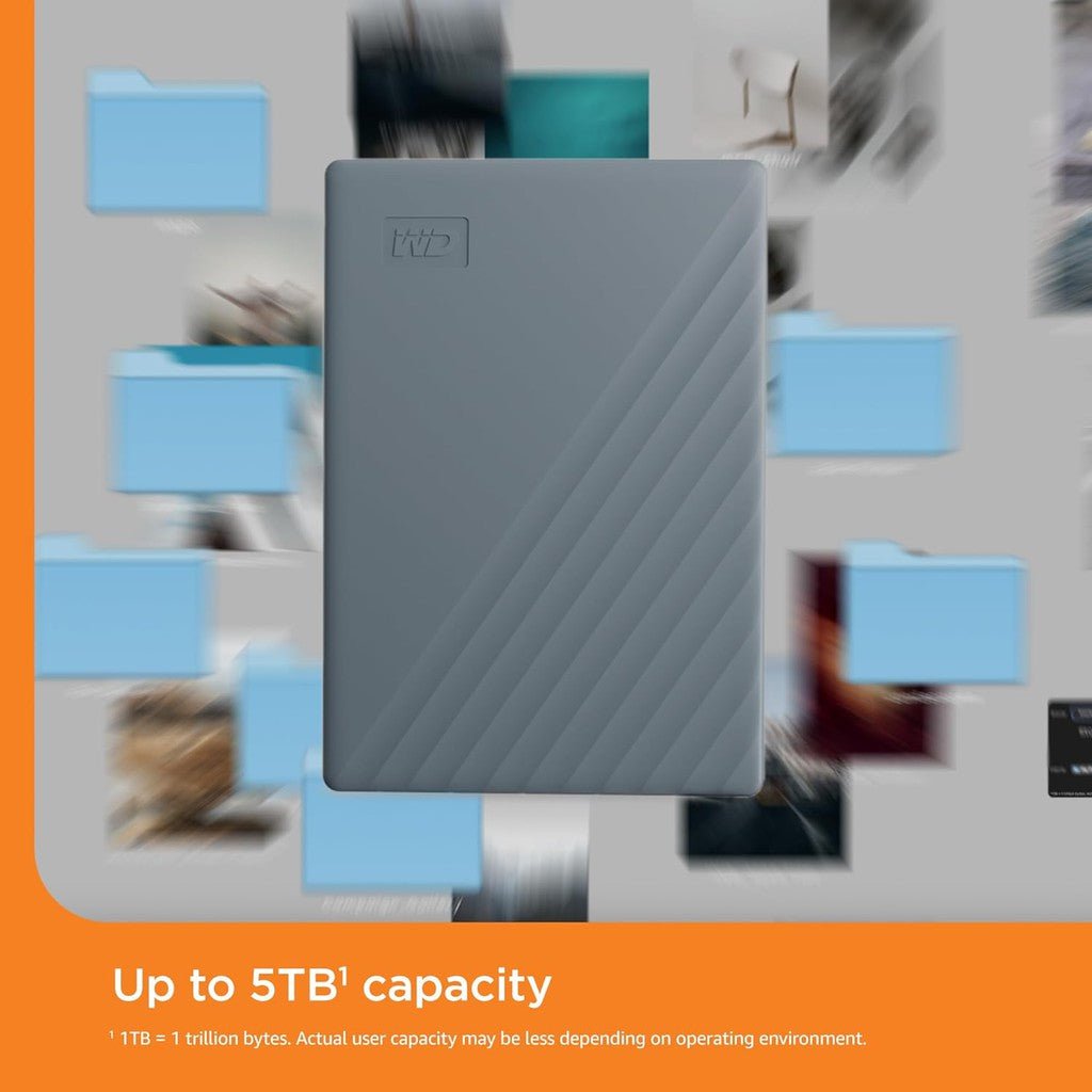 WD My Passport 2TB Portable Hard Drive USB 3.2 Gray USB-C WDBWML0020BGY-WESN ColorWaves