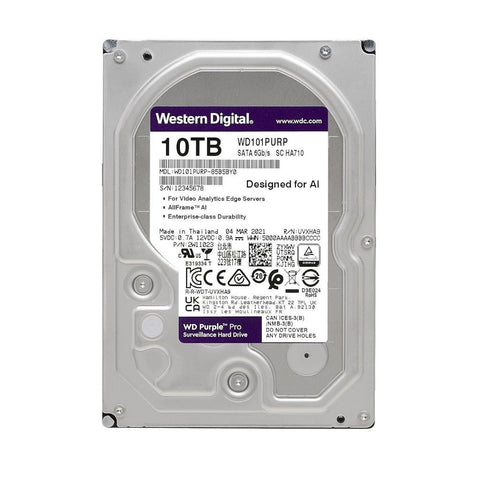 WD Purple 10TB Surveillance Hard Disk Drive - 7200 RPM Class SATA 6 Gb/s 256MB Cache 3.5 - WD101PURP ColorWaves
