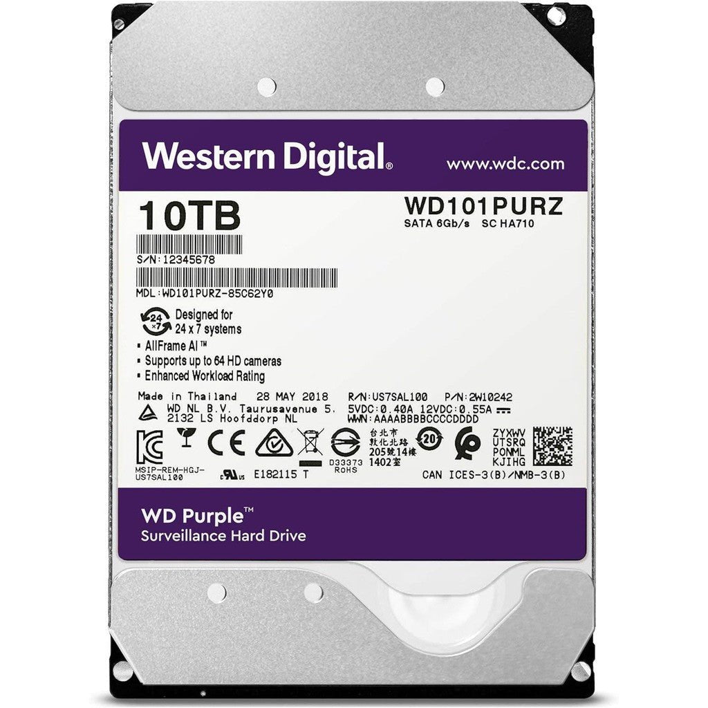 WD Purple 10TB Surveillance Hard Disk Drive ColorWaves