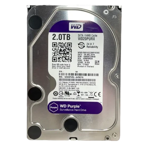 WD Purple 2TB Surveillance Hard Disk Drive - 5400 RPM Class SATA 6Gb/s 64MB Cache 3.5 Inch WD20PURX ColorWaves