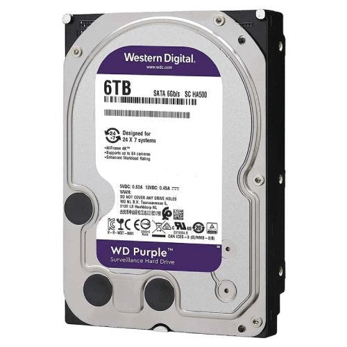 WD Purple 6TB Surveillance Hard Disk Drive - 5400 RPM Class SATA 6Gb/s 64MB Cache 3.5 Inch WD63PURU ColorWaves