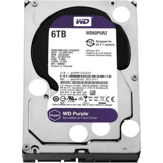 WD Purple 6TB Surveillance Hard Disk Drive ColorWaves