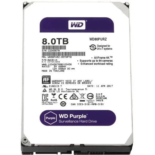 WD Purple 8TB Surveillance Hard Disk Drive ColorWaves