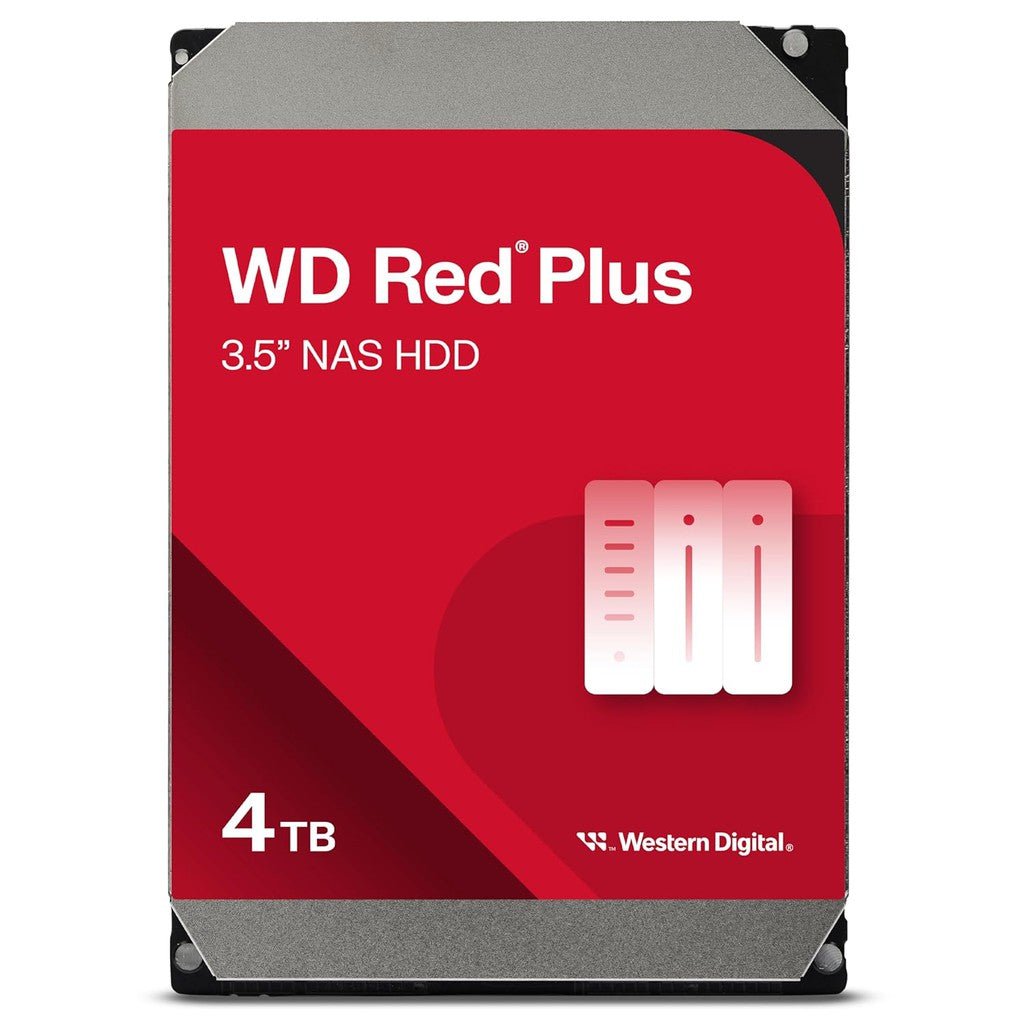 WD Red Plus 4TB NAS Hard Drive - 5400 RPM Class SATA 6Gb/s, CMR, 256MB Cache, 3.5 Inch - WD40EFPX ColorWaves