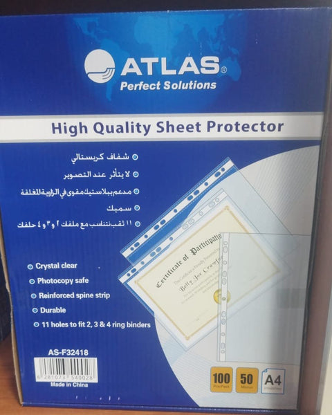Atlas A4 Sheet 11 Holes, 50 Micro Protectors - Packet Of 100