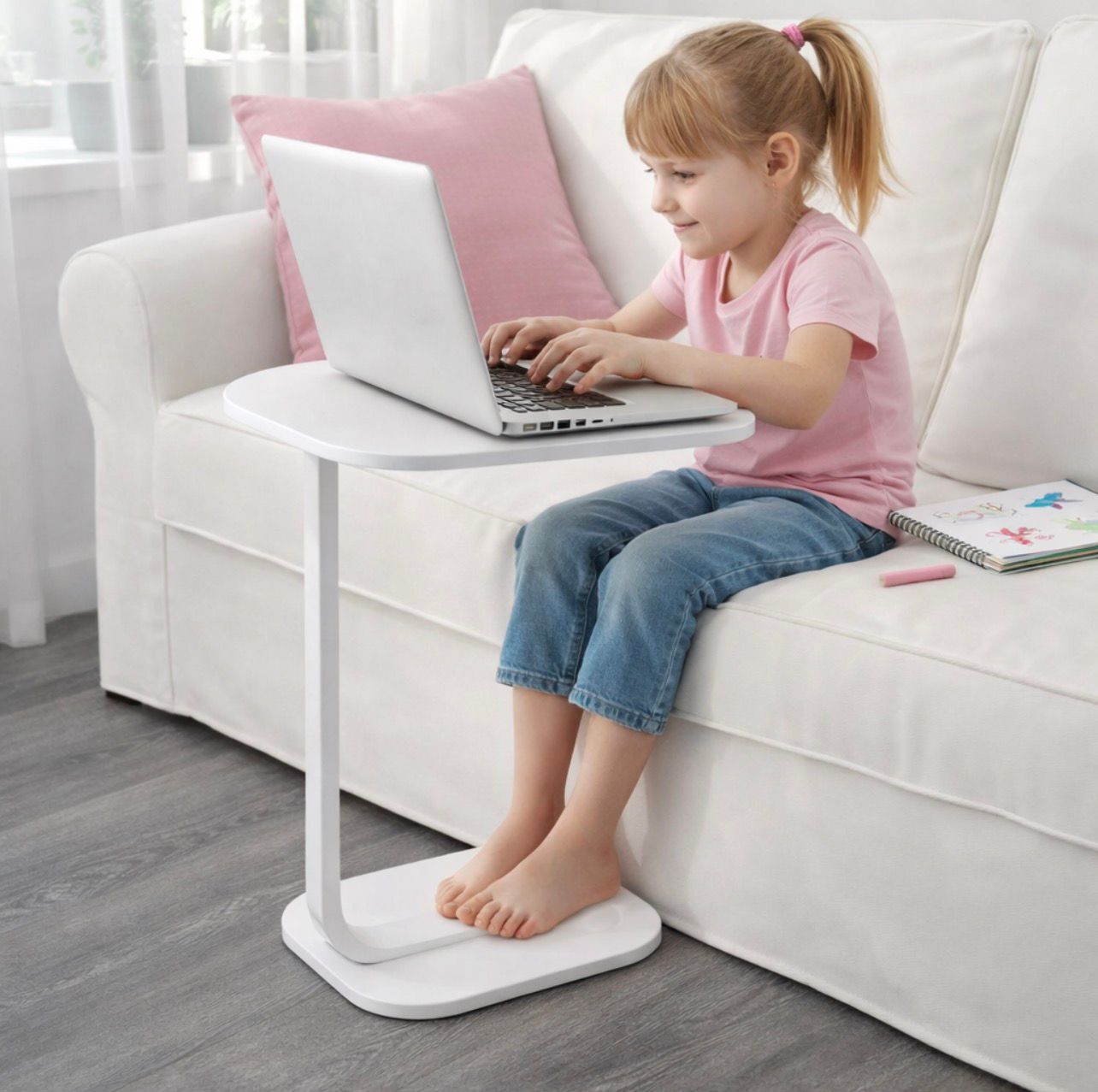 Mini Wooden Laptop Table white colorwaveskw