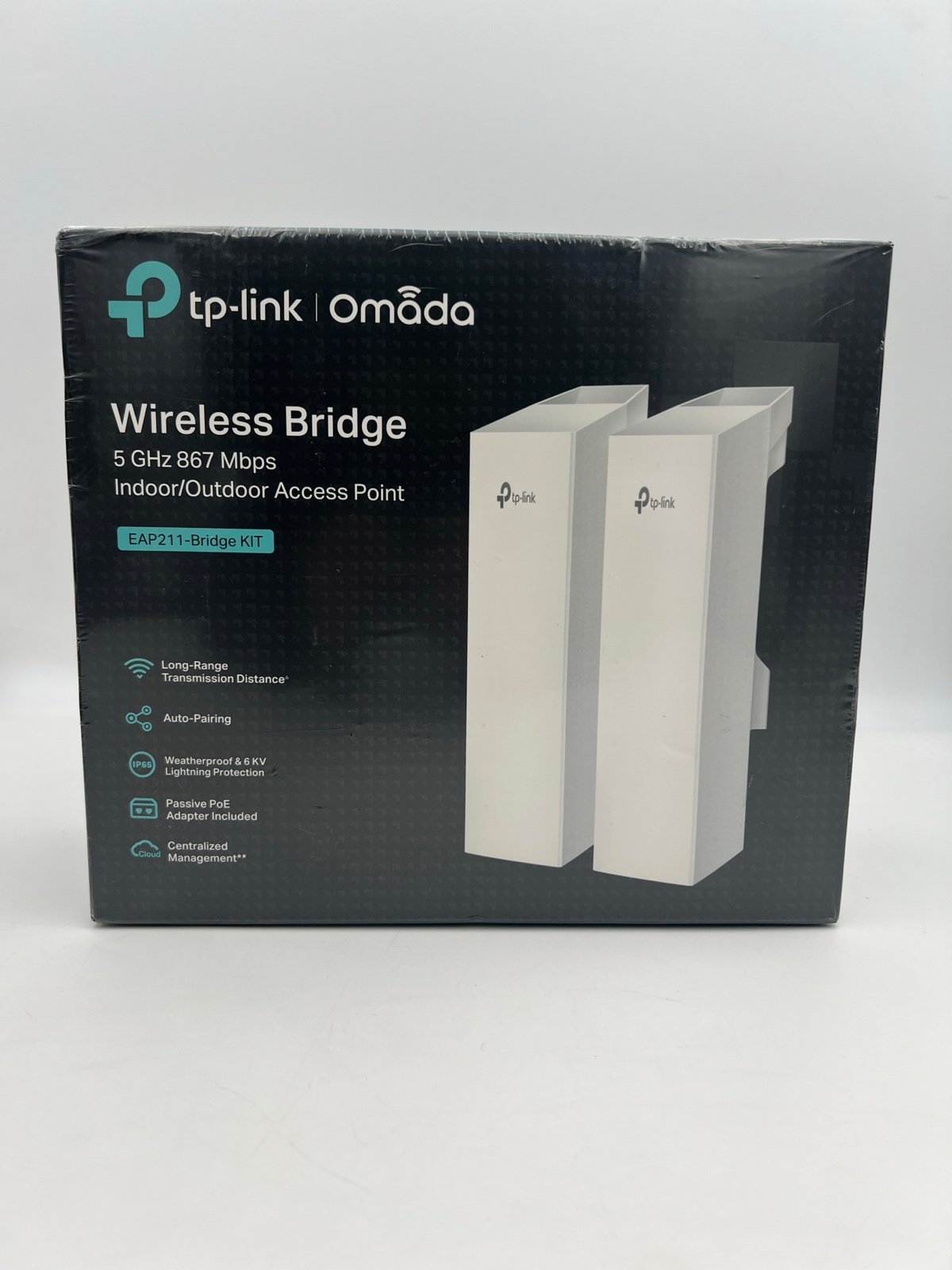 P-Link Wireless Bridge 5 GHz 867 Mbps Indoor/Outdoor Access Point, 3x Gigabit Ethernet Ports Interface, 5 GHz Up to 867 Mbps, 5 GHz 7.0 dBi, IP65 Weatherproof Enclosure, White | EAP211-BRIDGE KIT TP-Link