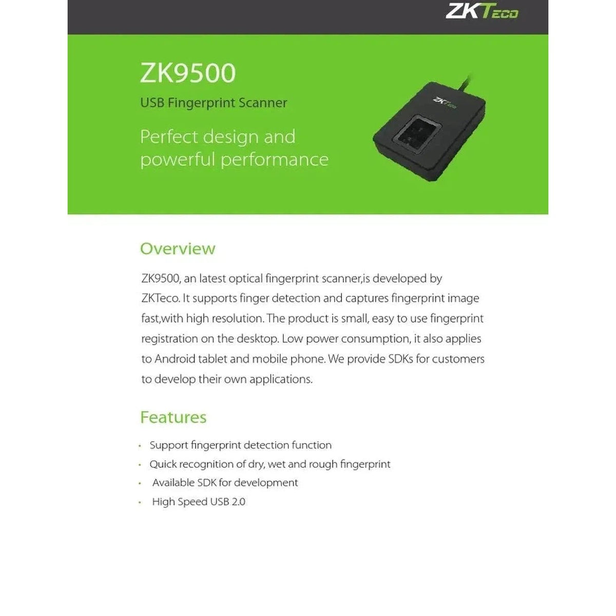 Zkteco Zk9500 Fingerprint Reader ColorWaves